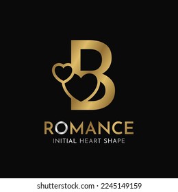 royal letter B with heart shape initial vector logo design