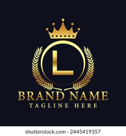 Royal Letter L Luxury Crown Logo Design Vektorillustration.