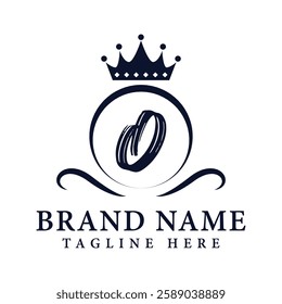 Royal Letter O Luxury Crown Logo Design Vector Illustration.