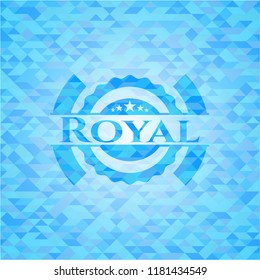 Royal light blue emblem with mosaic background