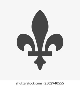 Royal lily black icon. Heraldic sign, french flower decoration. Fleur-de-lis emblem. Vector illustration