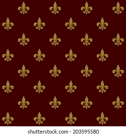 Royal Lily Fleur de Lis Seamless Pattern. Vector illustration