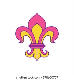 Royal lily or fleur de lis symbol simple flat icon on background