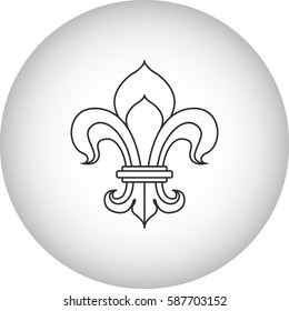 Royal lily or fleur de lis symbol simple line icon on background