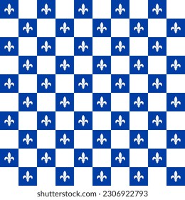 Royal lily  seamless pattern. Canadian province of Quebec background. Fleur de lys checkered pattern.  Vector template for wrapping paper, wallpaper, fabric, etc.