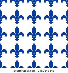 Royal lily seamless pattern. Canadian province of Quebec background. Fleur de lis Vector template for wrapping paper, wallpaper, fabric, scrapbooking, etc