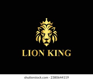 Royal Lion with Crown Icon Logo Design Modern Vector Template.