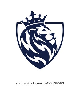 Royal Lion crown logo template. Elegant gold Leo crest symbol. Premium king brand identity icon. Luxury company sign. Vector illustration.