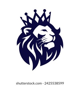 Royal Lion crown logo template. Elegant gold Leo crest symbol. Premium king brand identity icon. Luxury company sign. Vector illustration.