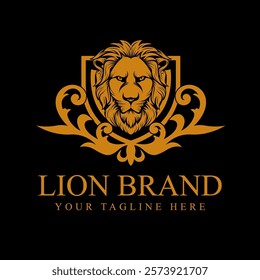 Royal Lion Emblem with Classic Ornaments Suitable for Brand Identity. Thick well Shield shapes provide excellent readability. The logo gives the impression of professionalism, quality and elegance.