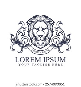 Royal Lion Emblem with Classic Ornaments Suitable for Brand Identity. Thick well Shield shapes provide excellent readability. The logo gives the impression of professionalism, quality and elegance.