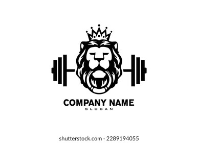 Royal lion fitness gym logo design with white background.