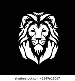 Royal lion with grace. Lion emblem logo in a circular form. Tattoo of a big cat king of the jungle. Head of the majestic lion. Symbol of power