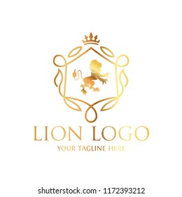 Royal Lion King logo design. Lion Crests logo. King royal symbol, Men Fashion brand identity.