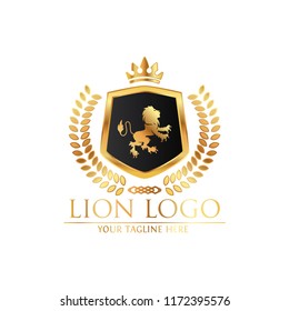 Royal Lion King logo design. Lion Crests logo. King royal symbol, Men Fashion brand identity.