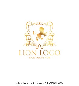 Royal Lion King logo design. Lion Crests logo. King royal symbol, Men Fashion brand identity.