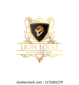 Royal Lion King logo design. Lion Crests logo. King royal symbol, Men Fashion brand identity.