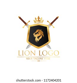 Royal Lion King logo design. Lion Crests logo. King royal symbol, Men Fashion brand identity.