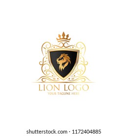 Royal Lion King logo design. Lion Crests logo. King royal symbol, Men Fashion brand identity.