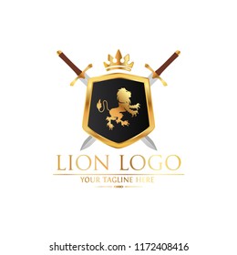 Royal Lion King logo design. Lion Crests logo. King royal symbol, Men Fashion brand identity.