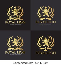 Royal Lion logo design template ,Lion shield logo ,Element for brand identity ,Vector illustration