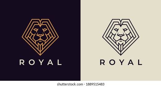 Royal Lion logo. Elegant Leo line icon. Premium secure, bold and elegant brand symbol. Vector illustration.