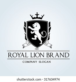 Royal Lion Luxury Crest Logo Template For Hotel And Fashion Brand Identity