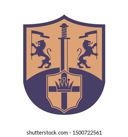 Royal Lion shield design, abstract vector illustration