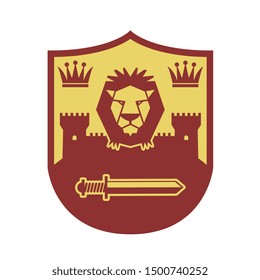 Royal Lion shield design, abstract vector illustration