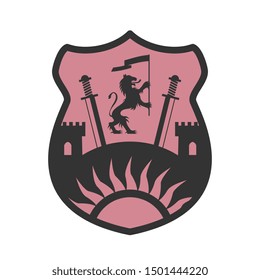 Royal Lion shield design, abstract vector illustration