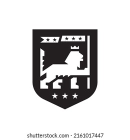 emblema del escudo del león real. Icono heráldico de la cresta animal. Insignia de estilo vintage. Símbolo de identidad de marca premium. Ilustración vectorial.