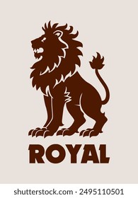 Royal lion. Stylized lion silhouette for coats of arms and logos. Vector illustration