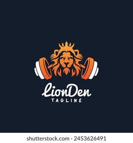 Royal Lion's Den Gym Logo Icon Design Symbol Template Flat Style Vector