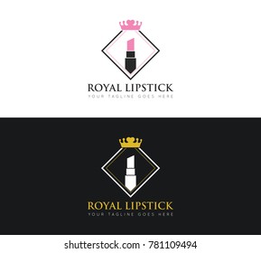 royal lipstick concept logo, icon, symbol, ilustration design template