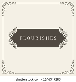 Royal Logo Design Template Vector Decoration, Flourishes Calligraphic Elegant Ornament Frame Lines. Good for Luxury