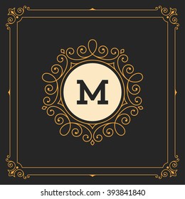 Royal Logo Design Template Vector Decoration, Flourishes Calligraphic Elegant Ornament Lines. Good for Luxury Crest, Ornament Frame, Vintage Label, Boutique Sign or Monogram, Certificate Graphics.