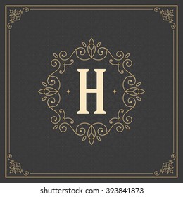 Royal Logo Design Template Vector Decoration, Flourishes Calligraphic Elegant Ornament Lines. Good for Luxury Crest, Ornament Frame, Vintage Label, Boutique Sign or Monogram, Certificate Graphics.