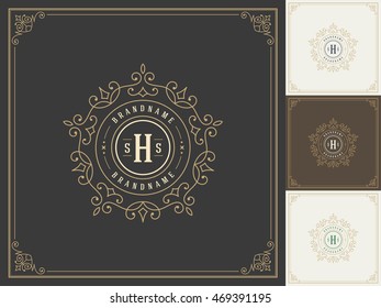 Royal Logo Design Template Vector Decoration, Flourishes Calligraphic Elegant Ornament Frame Lines. Good for Luxury Crest.