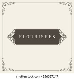 Royal Logo Design Template Vector Decoration, Flourishes Calligraphic Elegant Ornament Frame Lines. Good for Luxury