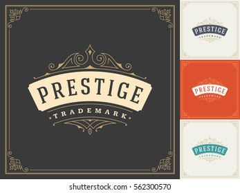 Royal Logo Design Template Vector Decoration, Flourishes Calligraphic Elegant Ornament Frame Lines. Good for Luxury Crest.
