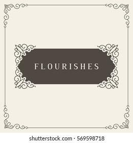 Royal Logo Design Template Vector Decoration, Flourishes Calligraphic Elegant Ornament Frame Lines. Good for Luxury.