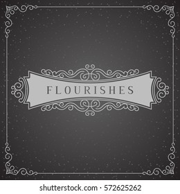 Royal Logo Design Template Vector Decoration, Flourishes Calligraphic Elegant Ornament Frame Lines. Good for Luxury.