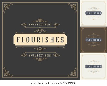 Royal Logo Design Template Vector Decoration, Flourishes Calligraphic Elegant Ornament Frame Lines. Good for Luxury Crest.