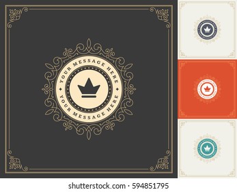 Royal Logo Design Template Vector Decoration, Flourishes Calligraphic Elegant Ornament Frame Lines. Good for Luxury Crest.