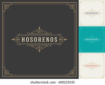 Royal Logo Design Template Vector Decoration, Flourishes Calligraphic Elegant Ornament Frame Lines. Good for Luxury Crest.