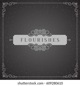 Royal Logo Design Template Vector Decoration, Flourishes Calligraphic Elegant Ornament Frame Lines. Good for Luxury.