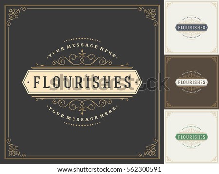 Royal Logo Design Template Vector Decoration, Flourishes Calligraphic Elegant Ornament Frame Lines. Good for Luxury Crest.