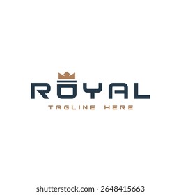 royal logo design wordmark text based creative crown