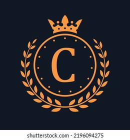 Royal logo emblem isolated on rich dark blue background vector image.