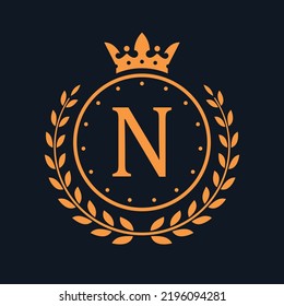 Royal logo emblem isolated on rich dark blue background vector image.